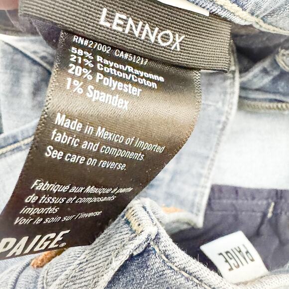 Paige Lennox Light Wash Denim Jeans Slim Straight Jeans Zip Fly Size 32 - Picture 6 of 7